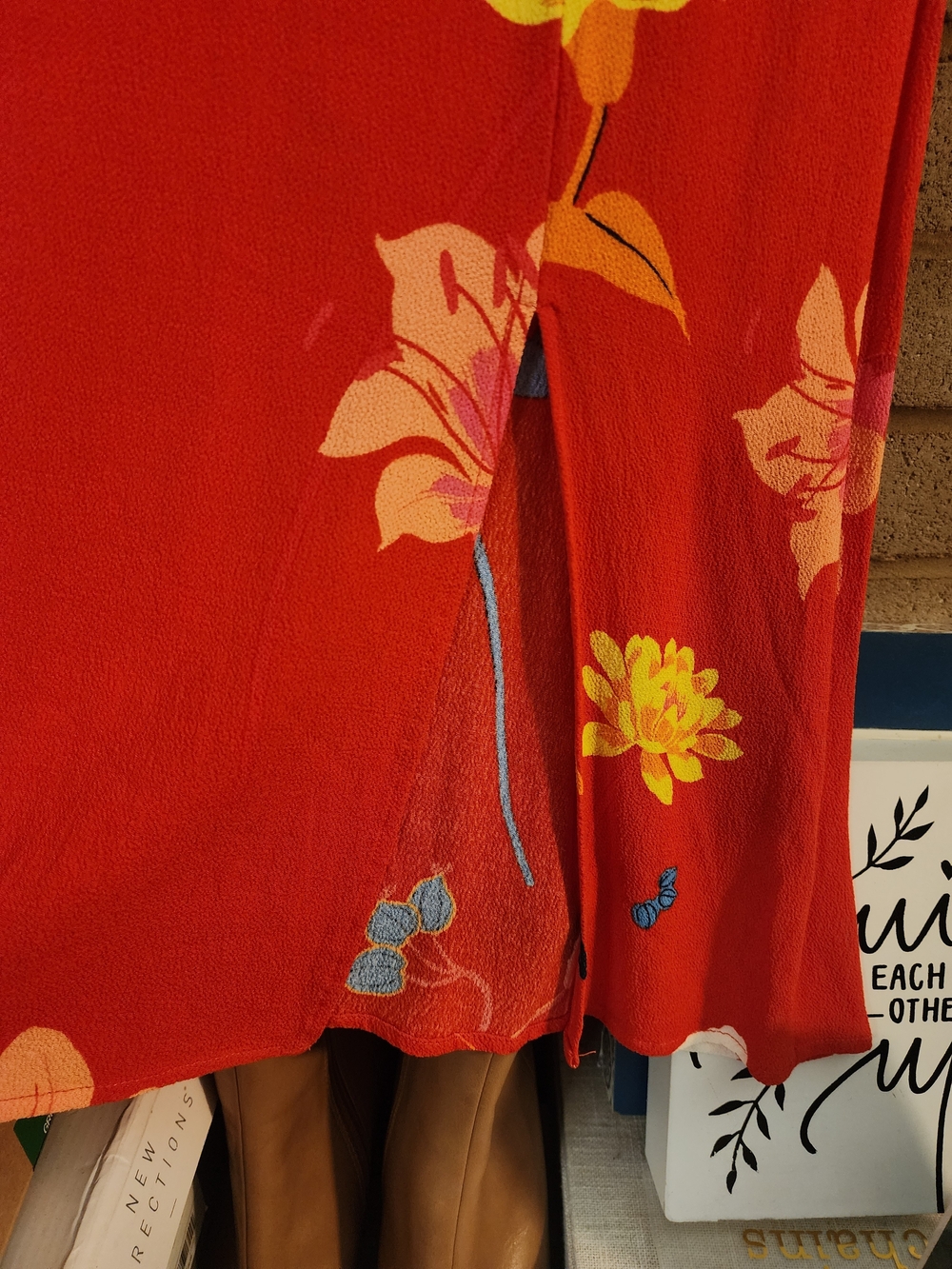 The Loft Tomato Red Floral Cap-Sleeve A-Line Dress - Picture 5 of 9
